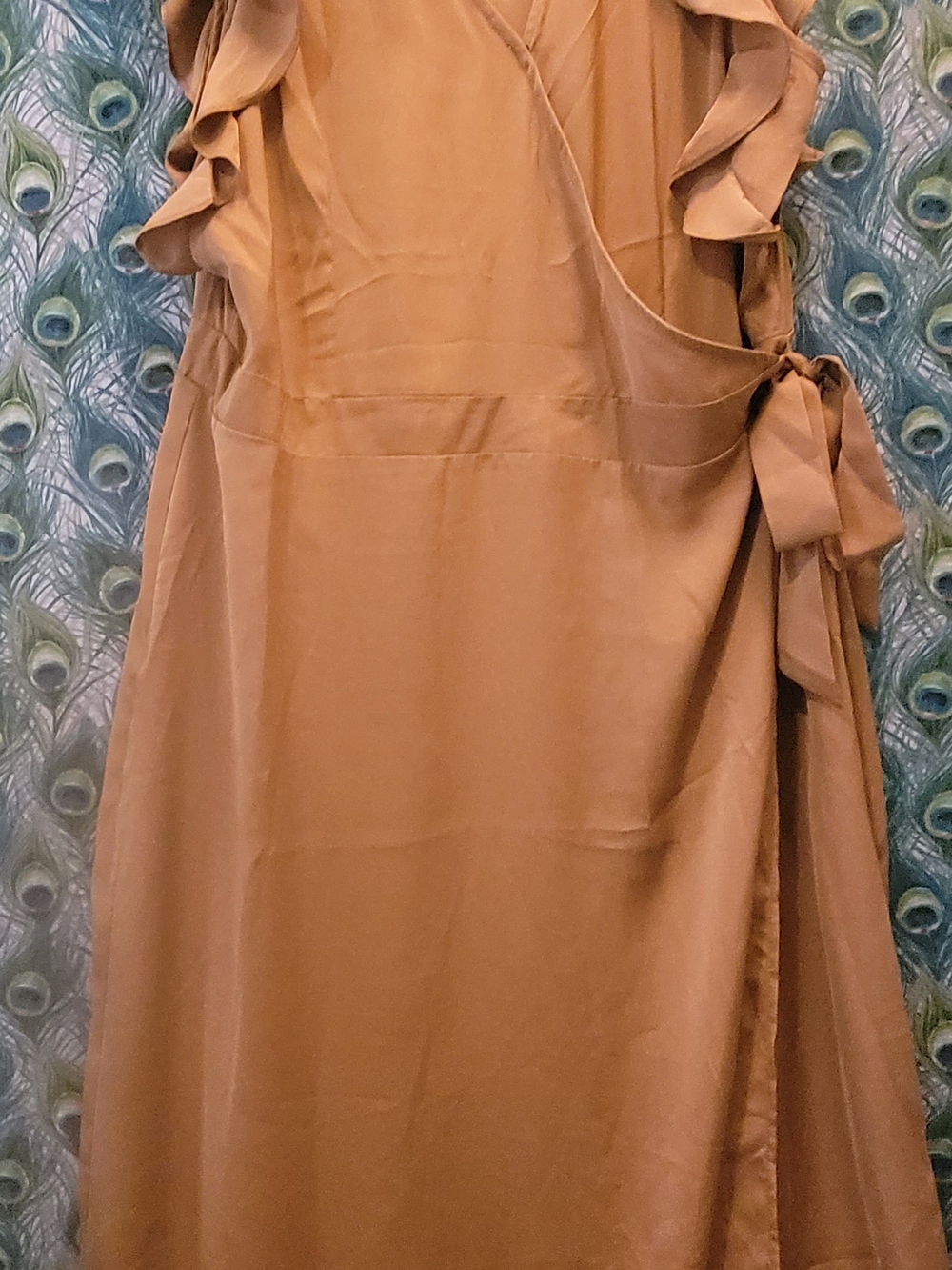 Who What Wear Ruffle Sleeve Wrap Maxi Dress - Gold
